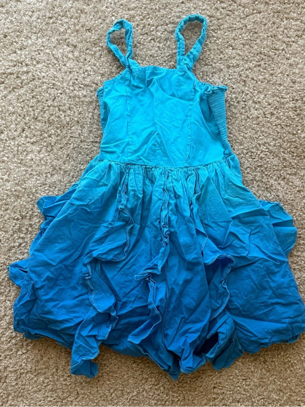 Fabkids ombre turquoise blue teal kid dress 8-10 years old Ruffle Tulle